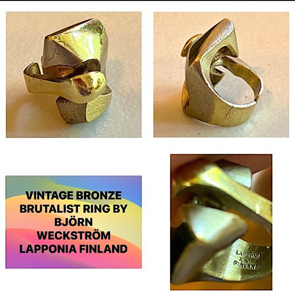 Vintage Lapponia bronze ring made in Finland designed by Björn Weckström mcm